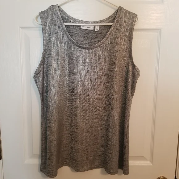 NWT 2 pc Susan Graver Foil Print Cardigan Tank Set - Picture 2 of 16